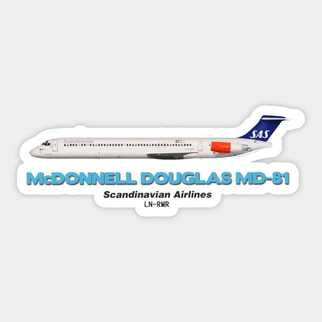McDonnell Douglas MD-81 - Scandinavian Airlines Sticker by TheArtofFlying